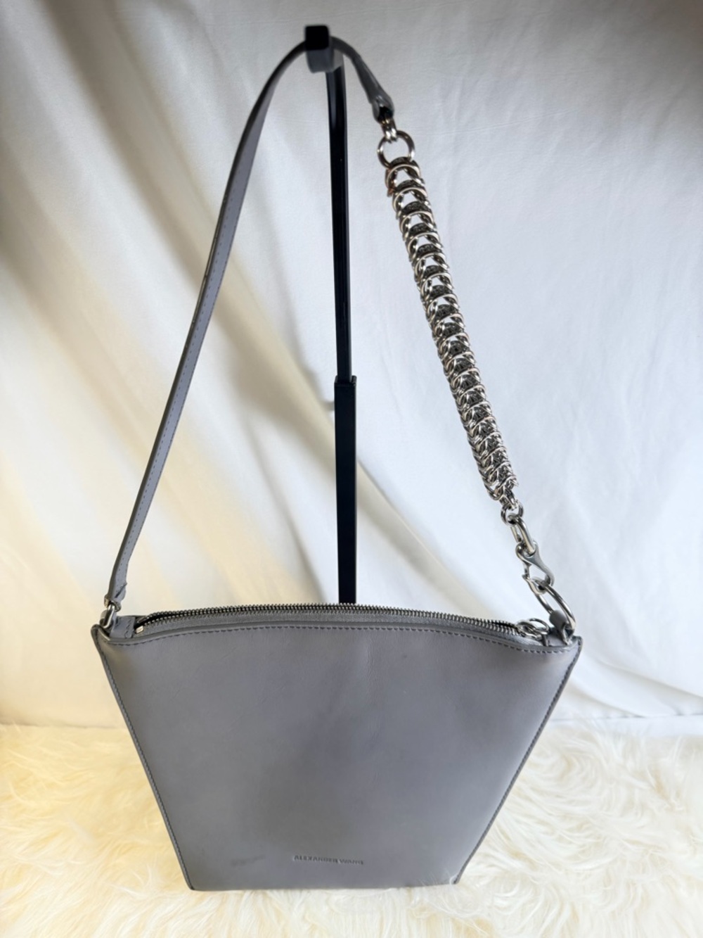 Alexander Wang Small Ace Messenger - Cement Grey Pebbled Leather